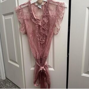 Charlotte Russe Mauve Lace Ruffle Blouse